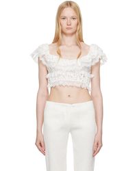 YUHAN WANG - Ssense Exclusive Lace Trimmed Blouse - Lyst