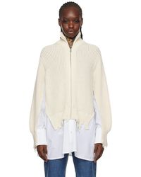 MM6 by Maison Martin Margiela - Off-white Paneled Sweater - Lyst