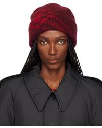 Burberry - バーガンディ チェック モヘア ウールブレンド ビーニー - Lyst