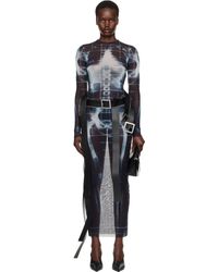 Jean Paul Gaultier - Robe Longue Noir Et Bleu À Imprimé Squeletor - Lyst