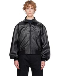 Balenciaga - Smooth Semi Grainy Leather Bomber Jacket - Lyst