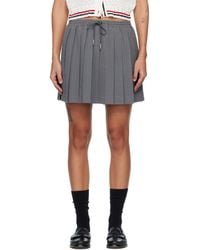 Thom Browne - Wool Seersucker Drawstring Pleated Miniskirt - Lyst