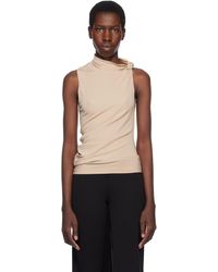 Courreges - ベージュ ドレープ ジャージ トップス - Lyst