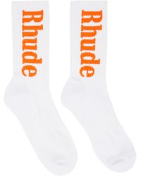 Rhude - White Vertical Logo Socks - Lyst