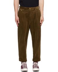 Beams Plus - Pantalon brun à plis - Lyst