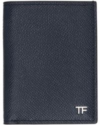 Tom Ford - Navy Small Grain Leather Folding Card Holder - Lyst