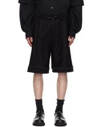 Juun.J - Short Étagé Noir À Empiècement En Filet - Lyst