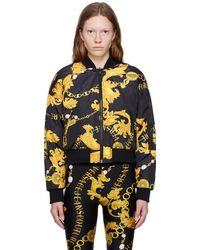 Versace - Black Chain Couture Reversible Bomber Jacket - Lyst
