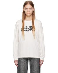 MM6 by Maison Martin Margiela - Off-white Printed Long Sleeve T-shirt - Lyst