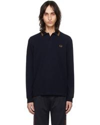Fred Perry - F perry polo à manches longues f perry bleu marine - Lyst