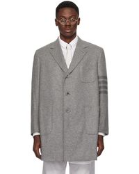 Thom Browne - Thom e manteau gris à quatre rayures - Lyst