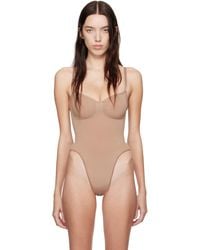 Skims - Justaucorps Brun Clair À Entrejambe De Style Tanga - Lyst