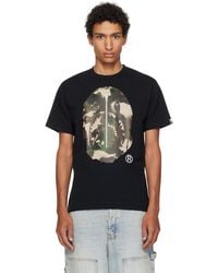 A Bathing Ape - T-Shirt Noir À Imprimés À Motif Camouflage Map - Lyst