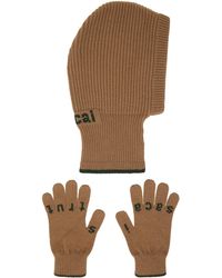 Sacai - Ensemble de gants et passe-montagne s à logo en tricot jacquard - Lyst