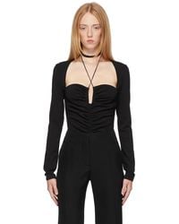 Magda Butrym Necktie Long Sleeve Bodysuit - Black
