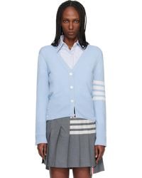 Thom Browne - Classic Cashmere 4-Bar V-Neck Cardigan - Lyst