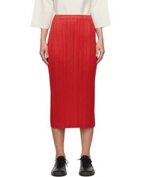 Pleats Please Issey Miyake - Jupe midi thicker bottoms 1 rouge - Lyst