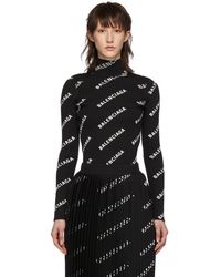 Balenciaga Alllover Logo Open Back Sweater - Black