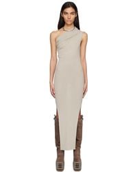 Rick Owens - Off-white Ribbed One Shoulder Maxi Dress - Lyst