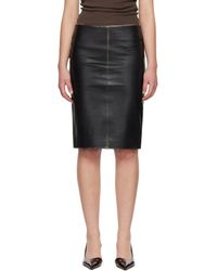 St. Agni - Brushed Leather Pencil Midi Skirt - Lyst
