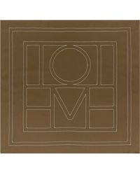 TOTEME - Khaki Embroidered Monogram Silk Scarf - Lyst