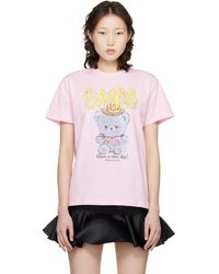 Ganni - Basic Cotton Jersey Cowboy Bear Print T-Shirt - Lyst