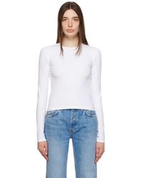 RE/DONE - Micro t-shirt à manches longues blanc édition hanes - Lyst