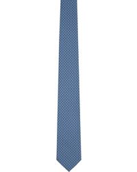 Ferragamo - Cravate bleu marine en soie à motif gancini - Lyst