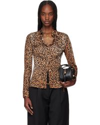 Versace - Chemise Ajustée Brun Et Noir À Motif Léopard - Lyst