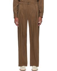 Lemaire - Pantalon Décontracté Brun À Ceinture - Lyst