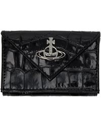 Vivienne Westwood - Portefeuille enveloppe noir en cuir gaufré façon croco - Lyst