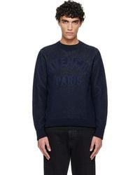 Givenchy - Pull Bleu Marine À Col Ras Du Cou - Lyst