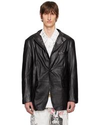 R13 - Black Belt Collar Leather Jacket - Lyst