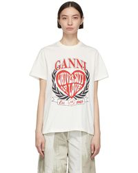 Ganni ホワイト オーガニックコットン Tシャツ - マルチカラー