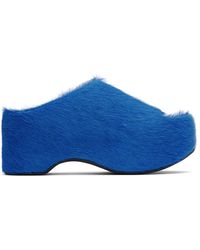 Marni - Long-Hair Calfskin Chunky Clog Slide Sandals - Lyst
