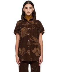 Dries Van Noten - Brown Pressed Flower Shirt - Lyst
