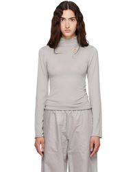 Helmut Lang - Col Roulé Gris À Boutons - Lyst