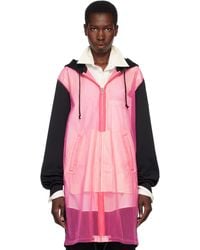 Comme des Garçons - Pull À Capuche Noir Et Rose En Jersey Épais Et En Tulle De Nylon À Glissière - Lyst
