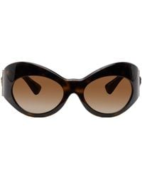Versace - Brown Oval Shield Sunglasses - Lyst