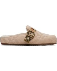 Burberry - Check Shearling Urchin Clog Loafers - Lyst