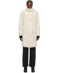 Yves Salomon - Off-white Notched Lapel Reversible Shearling Coat - Lyst