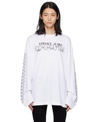 Versace - ホワイト ロゴプリント 長袖tシャツ - Lyst