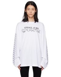 Versace - T-shirt à manches longues blanc à logo et motif graphique imprimés - Lyst