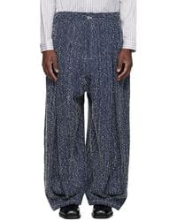 SAGE NATION - Indigo Box Pleat Denim Jeans - Lyst