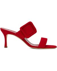 Manolo Blahnik - Red Gable Heeled Sandals - Lyst