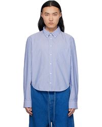 Marni - Chemise À Manches Longues Bleu Et Blanc Cassé En Popeline À Rayures - Lyst