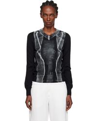 MM6 by Maison Martin Margiela - Folded Printed Gauge 14 V-Neck Sweater - Lyst