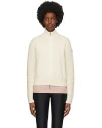 Moncler Off- Knit Zip-up Sweater - White
