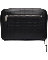 Burberry Embossed Check Zip Pouch - Black