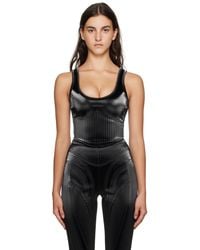 Mugler - Black Embossed Faux-leather Tank Top - Lyst